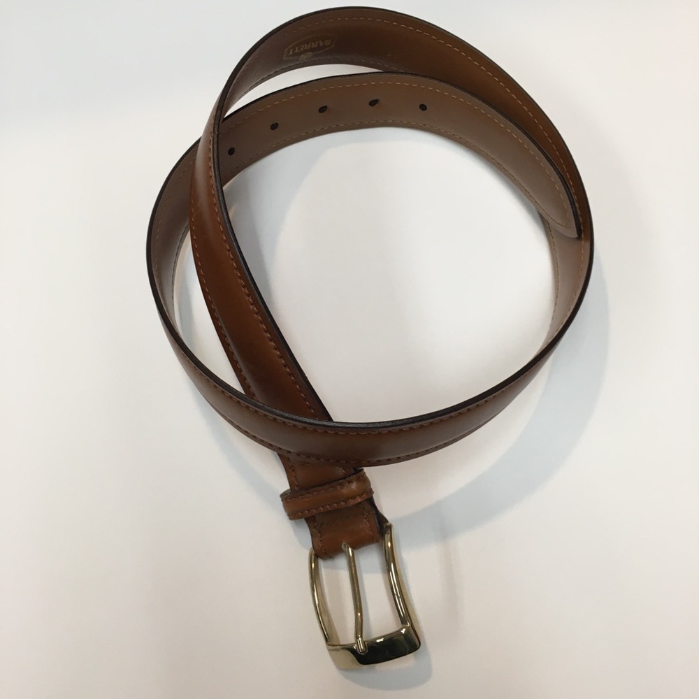 Barrett Men's Brown Leather Belt Size 95/38 Solid Brass Buckle Made in Italy